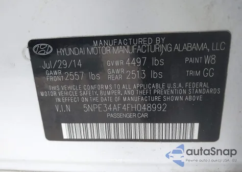2015 Hyundai Sonata Limited from USA, damaged, VIN 5NPE34AF4FH048992